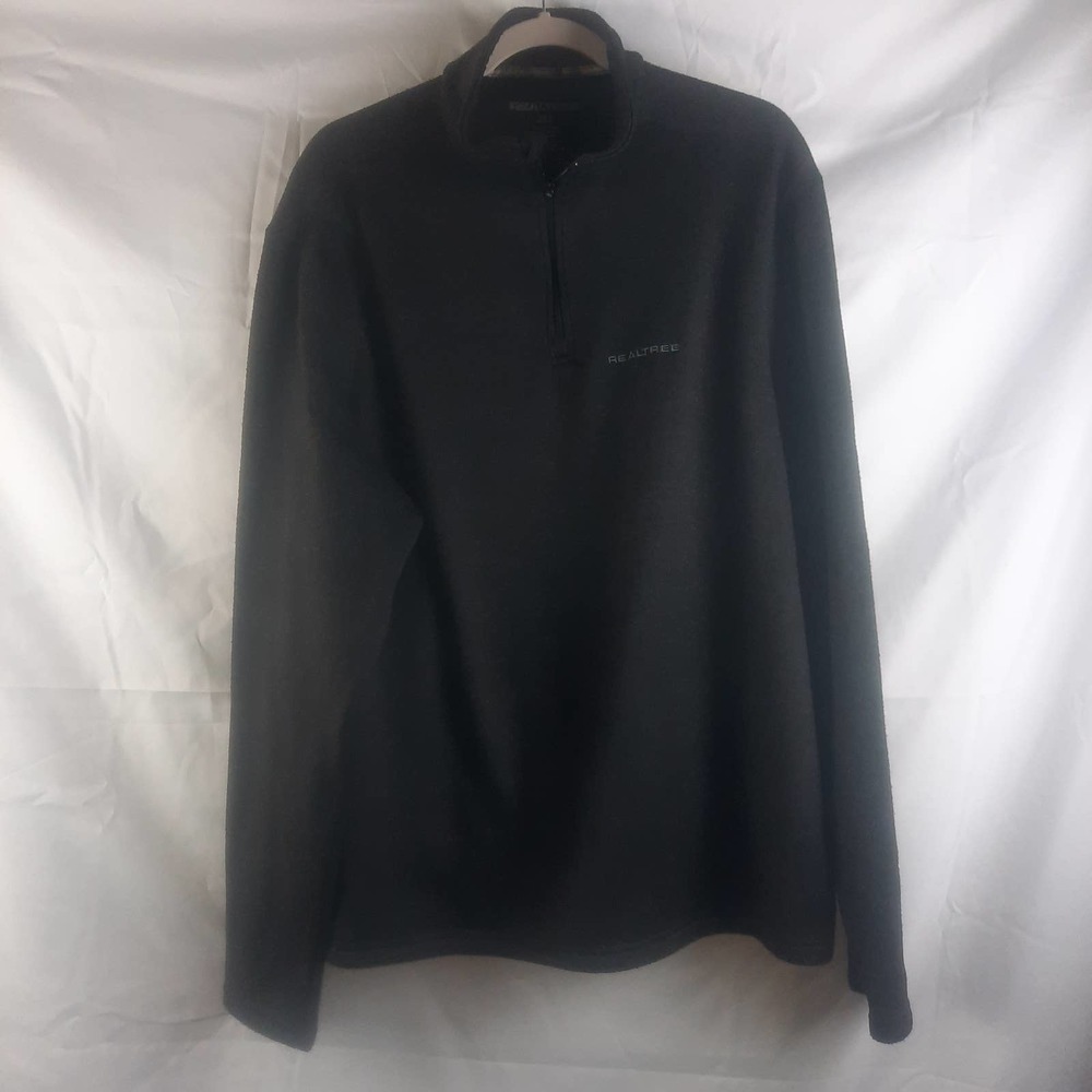 Real Tree Men's Black Long sleeve 1/4 Zip pullover sweater